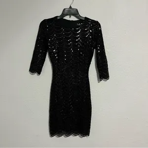 Lulu’s Star Dust Black Sequin Bodycon Dress Size XS thumbnail 3