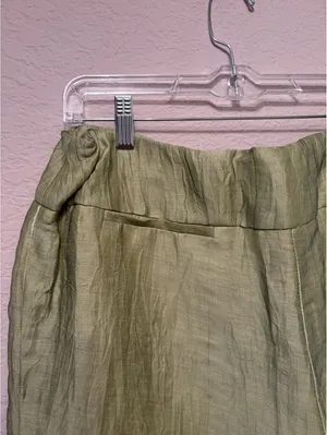 Jones New York Collection‎ Women's Olive Green Linen Wide Leg Pants Size 16 thumbnail 7