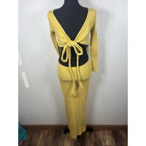 Free People Beach Last Minute Midi Dress In Yellow M Ribbed Multi Wear Options thumbnail 6
