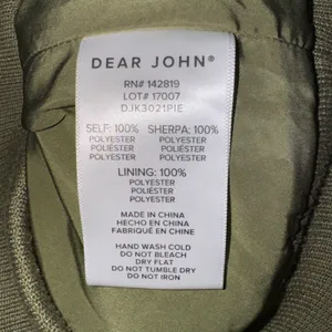 Dear John Olive Green Quilted‎ Sherpa Bomber Jacket - Women's Small Casual thumbnail 7