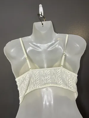 Aerie Bralette Bra Womens Medium White Lace Wireless Unlined Longline Crop thumbnail 4