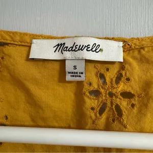 Madewell Mustard Yellow Eyelet Faux Wrap Shirt Size Small thumbnail 8