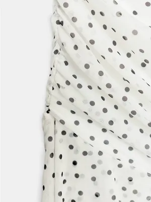 ZARA Square-Neck White Polka Dot Midi Dress thumbnail 10
