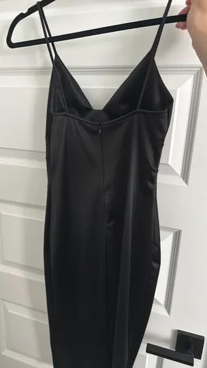 Lulus Black Satin Midi Dress thumbnail 2