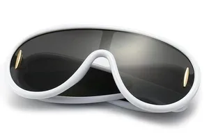 White Acetate Luxury Y2K Cyberpunk Sunglasses - Oversized Leowe Sun Protection thumbnail 1