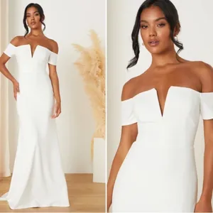 LULU's Bridal Wedding Chic Modern Sexy Minimalist Mermaid Trumpet Gown NWT thumbnail 2