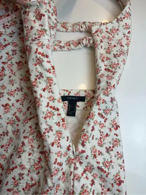 Forever 21 White Mini Summer Dress with‎ Pink Floral Print Size M thumbnail 9