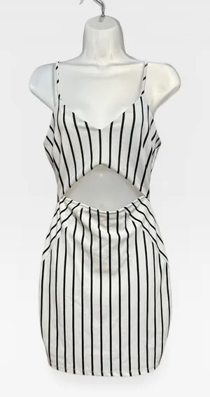Windsor Mini Dress Womens Medium White Excellent Striped Cutout‎ Bodycon thumbnail 1