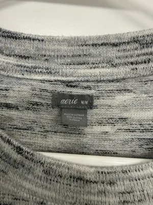 Aerie Gray Marled Drawstring Hem Pullover Top M thumbnail 5