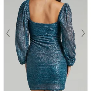 New showpo. JAMIL MINI DRESS - BALLOON SLEEVE BODYCON DRESS IN BLUE size 8 thumbnail 2