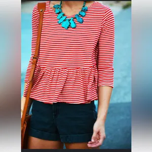 We the Free red striped Replum cropped shirt size Medium thumbnail 5
