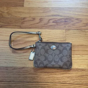 Coach Tan Signature Wristlet with Gold Accents thumbnail 5