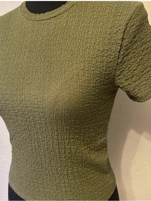 Abercrombie Olive Textured Short-Sleeve Top thumbnail 3