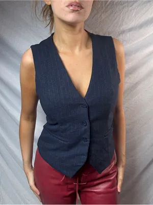 Vintage Office Siren Vest in Navy thumbnail 3