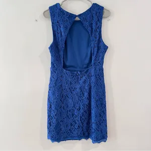Lulus Rhythm of‎ Love Blue Lace Sleeveless Backless Bodycon Dress LARGE thumbnail 5