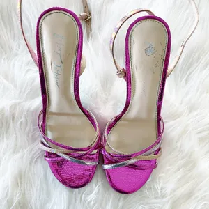 Blue by Betsey Johnson Avah Pink Metallic Platform Heels Y2K Barbiecore McBling thumbnail 3