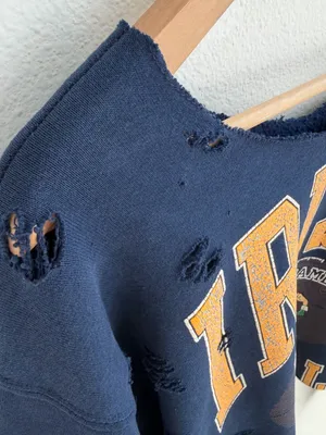 Notre Dame Fighting Irish Distressed Off Shoulder Cropped Sweatshirt thumbnail 5