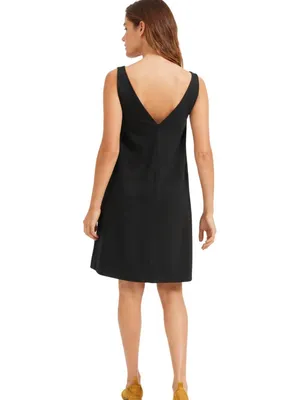 Everlane The‎ Deep V-Neck A-Line Mini 00 Black Dress thumbnail 2