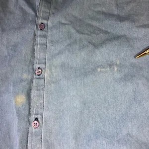 220 Hickory‎ Denim Button Up Shirt Women M Embroidered Feather Western Chore Vtg thumbnail 11
