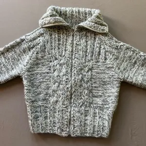 Chunky High Neck Wool Zip Up Sweater Gray thumbnail 2