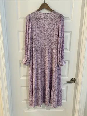 A New Day Lilac Floral Tiered Midi Dress Size S thumbnail 13