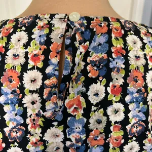 J Crew Mercantile‎ Women's Floral Ruffle Sleeve Top Size 12 Black Multi thumbnail 7