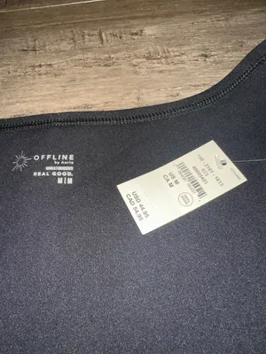 Aerie Offline Black V-Neck Short Sleeve Cropped thumbnail 3