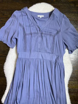 Baltic Born Hannah Dusty Blue Midi Boho Lace Dress Large thumbnail 4