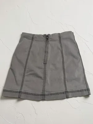 Free People Modern Femme Washed Gray Denim Mini Skirt Womens 8‎ thumbnail 2
