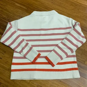 Ann Taylor Striped Sweater Womens‎ Size Small Mock Neck Pullover Knit Top Ivory thumbnail 2