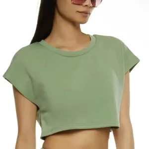 NWT daisy Sage green boxy crop top size L thumbnail 1
