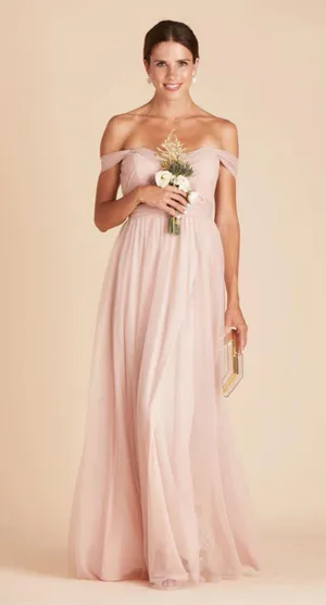 Birdy Grey NWT Christina Convertible Vintage Blush Pink Tulle Maxi Dress thumbnail 6