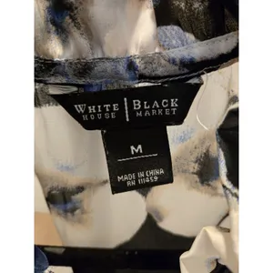 White House Black Market Floral Tie Neck Ruffle Chiffon Blouse Top Women Size M thumbnail 5