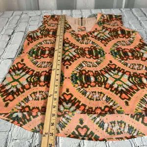 Collective Concepts Multicolor Watercolor Coral sleeveless Blouse size Large thumbnail 8
