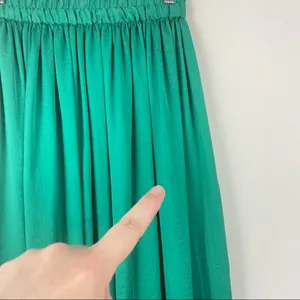 Mango CASUAL Maxi Skirt Green Satin Polyester Floor Length Elastic Waist XS thumbnail 9