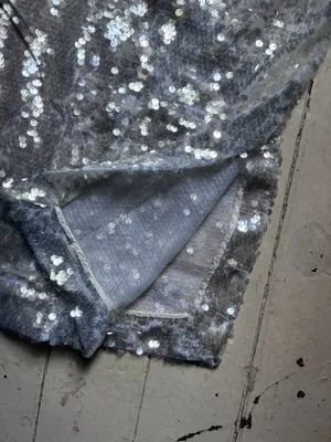 Vintage Zara Sequinned Shimmering Midi Skirt - White, GREY thumbnail 4