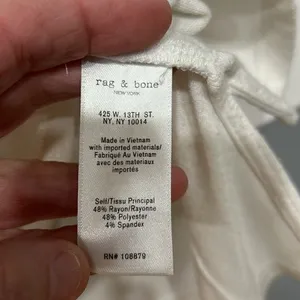 rag & bone White Sleeveless Tank Top Embellished Neckline Hi Lo Hem‎ XS thumbnail 6