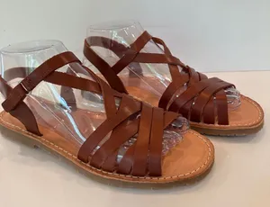 Zara Leather Flat Strappy Sandals Sz 38 Fisherman Womens Spain NWOT thumbnail 1