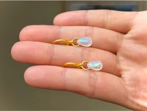 Handmade mini teardrop Czech glass simple minimalist earrings🤍 thumbnail 5