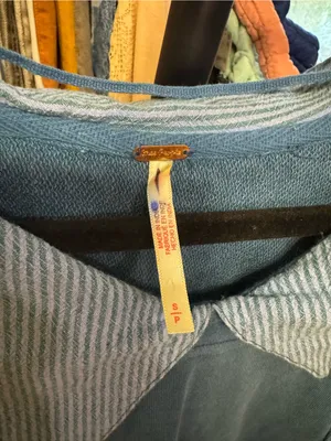 NWOT Free People Madeleine Sweatshirt - Moroccan Blue combo - Small thumbnail 8