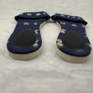 J Crew Women's Blue Tan Ikat Print Slide Sandals Slip‎ On Size 9 thumbnail 6