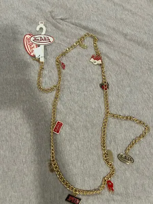 Von Dutch Gold-Tone Charm Chain Belt Necklace - Red & Gold Size S/M thumbnail 7