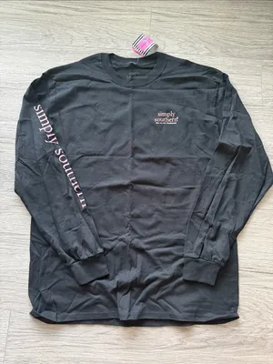 Simply Southern Black Long Sleeve Tee with Pink Logo - Size L thumbnail 2