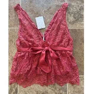 Free People Chante Lace Tank Frenchie Kiss Size Small thumbnail 4