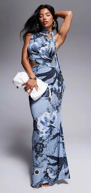 ASOS Blue Print Dress thumbnail 1