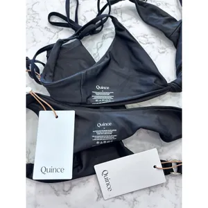 NWT Quince Black Knot Tie Bikini Top & High Leg Ring Bottoms Set Size Small thumbnail 3
