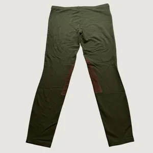 Polo Ralph Lauren Olive Green Equestrian Leggings Brown Knee Patches Size L thumbnail 4