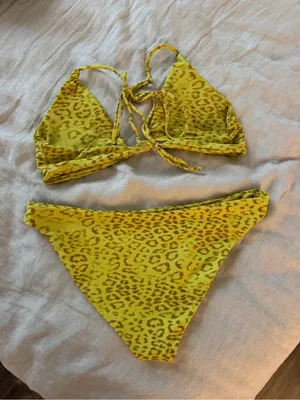 Skatie Yellow Leopard Print Bikini SET - Sarah Top & Cheryl Bottom thumbnail 2