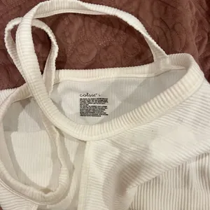 Colsie White Ribbed Cropped Cami Tank Size L thumbnail 3