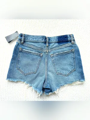 NWT Abercrombie & Fitch Annie High Rise Short - Medium Wash/Raw Edge - 00/24 thumbnail 4